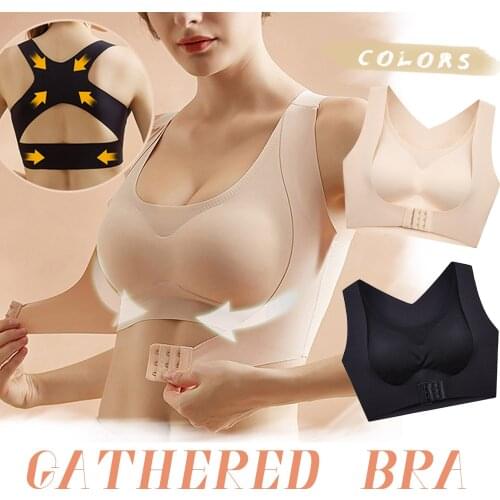 Women Sexy Strapless Push Up Bra Front Closure Bralette Invisible Gathered Tira Brassiere Without Steel Push Up Yoga Underwer