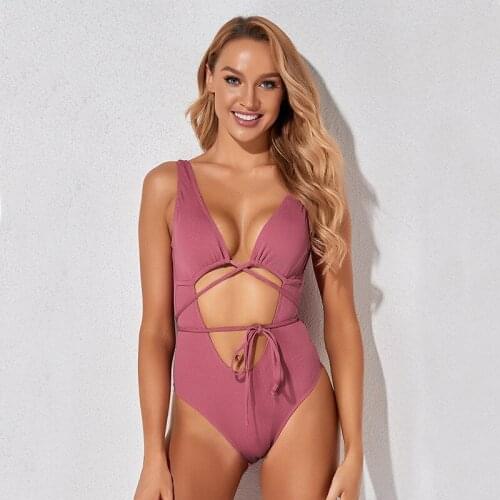 Sexy New 2021 Wrap Padded One Piece Swimsuit Women Swimwear Female Backless Monokini Bather Bathing Suit Swim Lady SW445