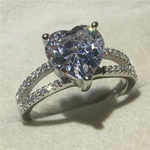 Heart Queen Promise ring 925 Sterling silver Luxury 3ct Sona cz Engagement Wedding Band Rings for women Bridal Party Jewelry