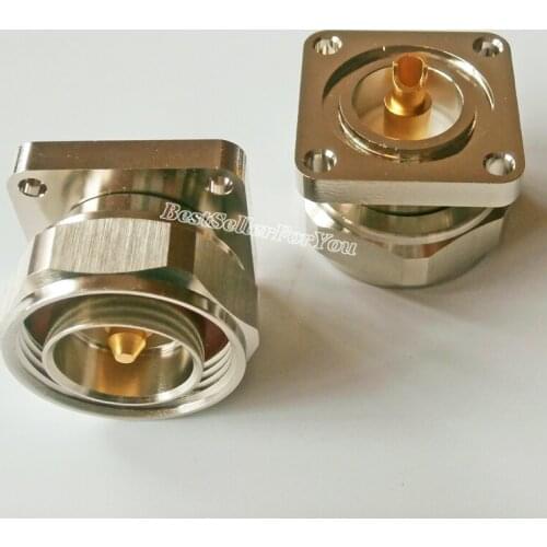 1Pcs 7/16 Din Male L29 Plug 4 Hole Panel Mount Connector Solder Cup Flange