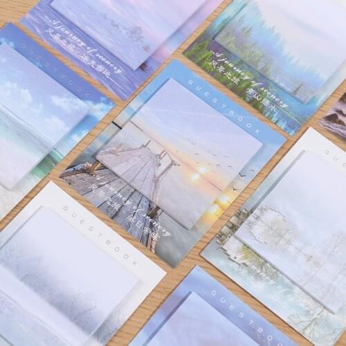 1PC Painting Landscape Memo Pad Planner Sticky Notes Paper Sticker Notepad Kawaii Stationery Office School Supplies