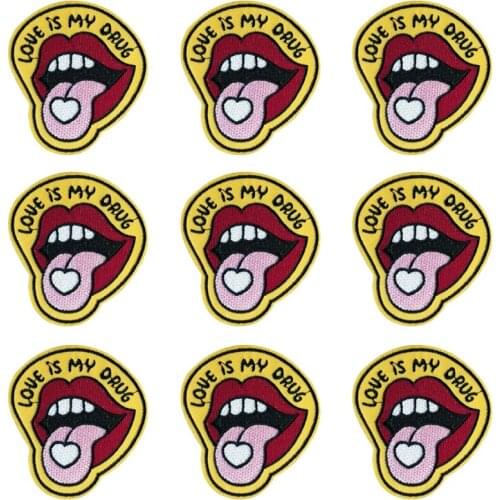 10Pcs/Set Cartoon Robot Alarm Clock Sexy Lips Patch For Clothing Iron On Embroidered Patches For Clothes Appliques For Badges