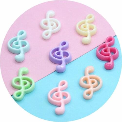 20pcs Resin musical note Flatback Cameo DIY accessories 21*14mm Cabochons for Necklace Pendant Earring DIY Making Earrigs Craft