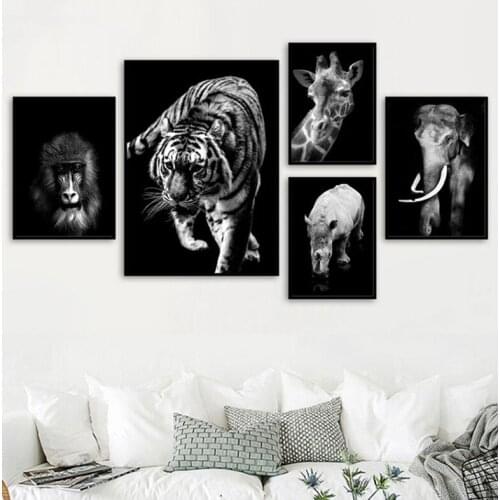 Black White rhinoceros wolf lion Tiger Animals 5D Diamond Embroidery full drill square round diy diamond painting mosaicZP-3275
