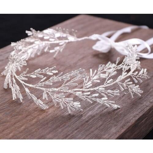 Shinny White Crystal Hairband Handmade Weave Bridal Tiara Wedding Dress Gold/Silver Headwear Jewelry Accessories BN