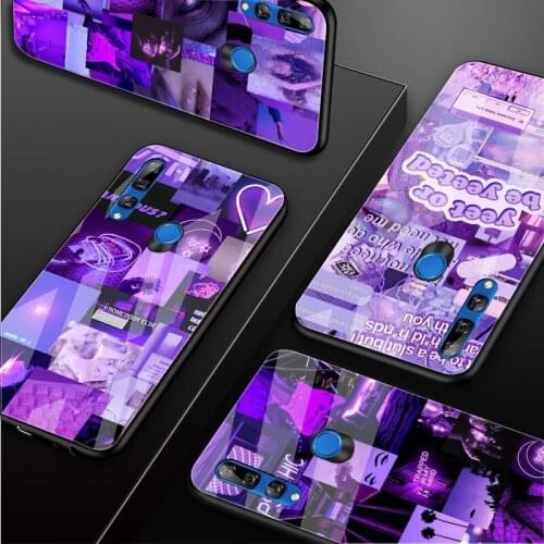 Purple Love Aesthetic Art Tempered Glass Phone Case For Huawei honor 8X 9 10i 20i 20Lite 20Pro 30 Pro Cover Shell