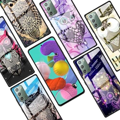 Animal Owl Art for Samsung Galaxy Note 20 Ultra 10 Lite Plus 9 8 5G A70 A50 A40 A30 A20 Tempered Glass Phone Case