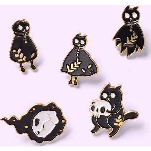 Halloween series alloy creative cat shape enamel badge brooch wholesale