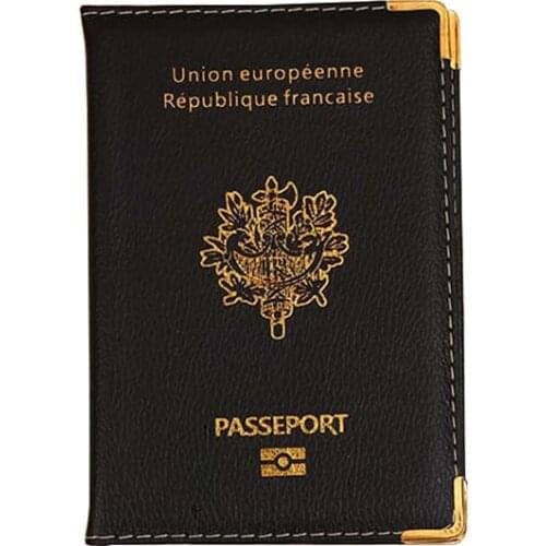 PU Leather France Passport Cover Credit Card Slots Porte-Passeport Housse for Men Women French Passports Organizer for Travel