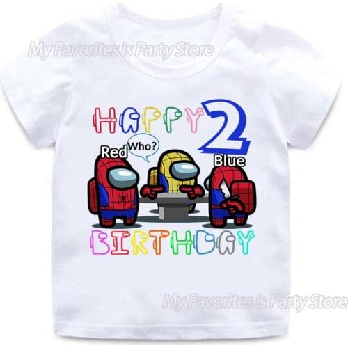 Among of Us Baby Boy Summer Clothes Cotton Cartoon Printed T-Shirt Toddler Game Fans Birthday Tees Kid Short Sleeve Casual Tops