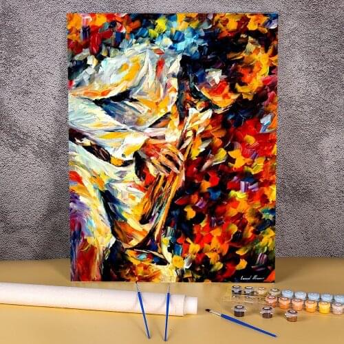 Miles Davis Gold Trumpet Painting By Numbers Package Oil Paints 40*50 Oil Painting New Design Children Drawing