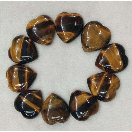 2016 new good quality natural tiger eye stone heart shape cab cabochons beads for jewelry making 25mm wholesale 10pcs/lot free