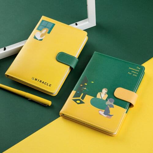2021 New Magnetic Buckle Leather Hand Ledger Diary Notebook Simple and Fresh 112 Sheets Notebook Journal Korean Stationery