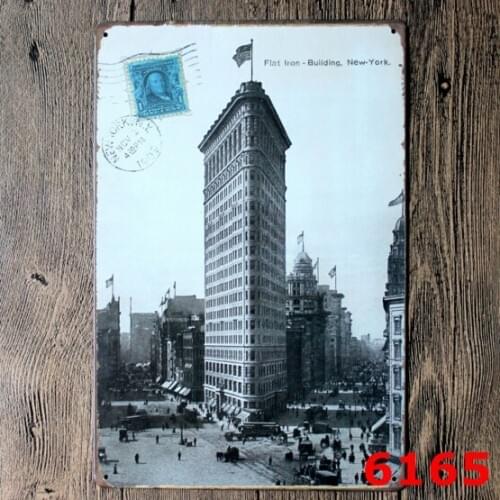Vintage Style Tin Sign Retro Metal Bar Poster Building Flat Iron New York 20x30CM