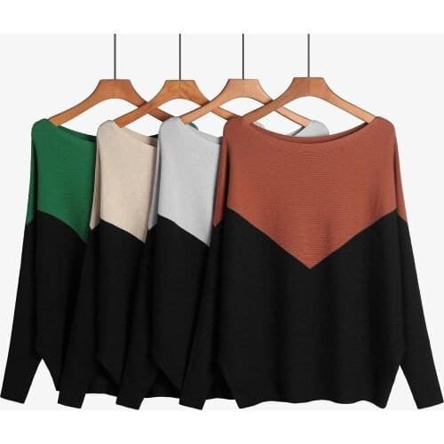 New autumn winter pullover sweater peach heart stitching top, one-neck bat sweater sweater one size MX041
