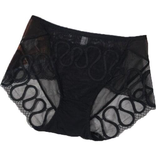 Sexy Lace Romantic Panties Underwear Women Cotton Crotch Light Skin Mesh Briefs 2PCS/LOT