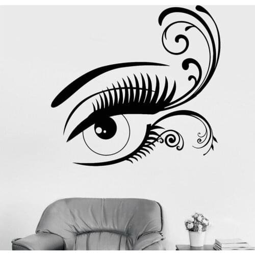 Modern Sexy Eyelash Beauty Decal Wall Salon Sticker Eyebrows Window Quote Make Up Vinyl Girl New Wallpaper Fashion Design WL14