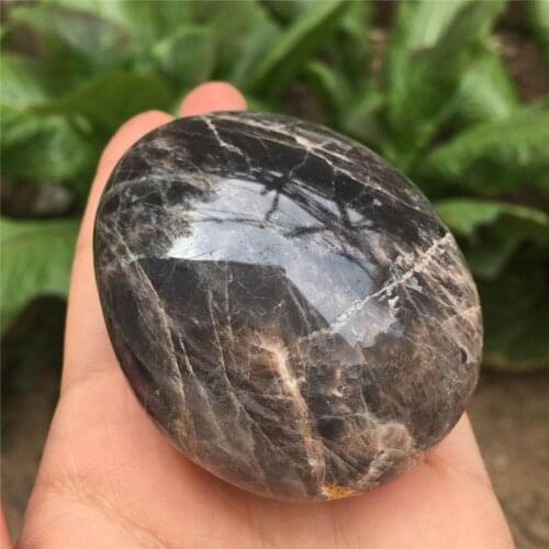 High quality black quartz moonstone palm crystals stone for gifts