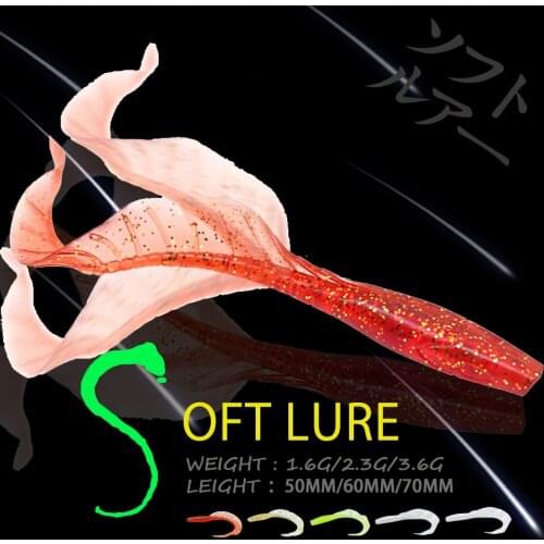 WALK FISH 50Pcs/Lot 50mm/60mm/70mm Silicone Soft Lures Luminous Bionic Soft Baits Skirt Tail Wobblers Baits Swimbait Jig Tackle