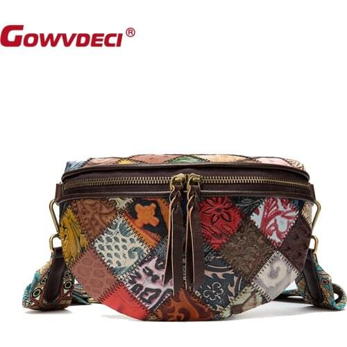 New boho style shoulder messenger bag female trend leather bag color matching trend