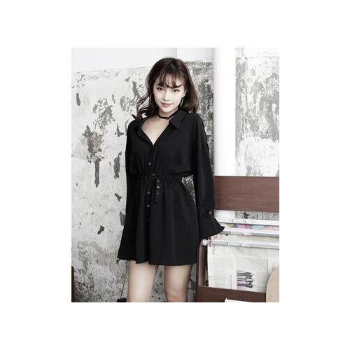 Ruibbit New Arrival Hot Sale Spring Autumn Punk Gothic Black Dress Fashion Long Sleeve V collar Female Sexy Slim Dresses