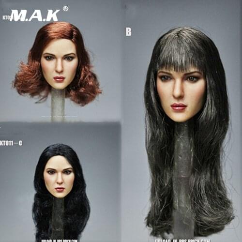 1/6 Scale Black Hair European&American Female Carved Head Sculpt 3 Styles Model for 12'' Action Figure Body