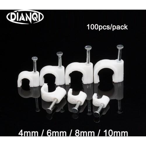 100PCS Round Cable Wire Clips 4mm 5mm 6mm 8mm 9mm 10mm Cable Management Electrical Wire Cord Tie Holder Circle Cable Clips
