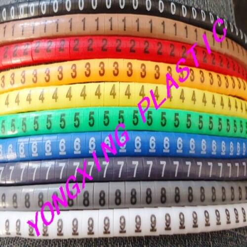 100pcs/lot freeshipping EC-0 0.75mm2 cable marker 0-7 different number colorful