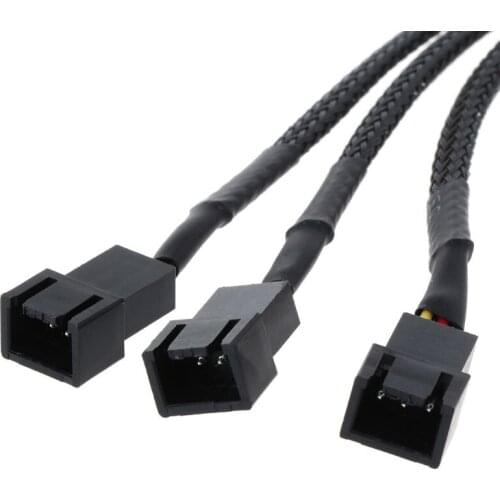 12V 30CM 3Pin Fan PWM 1 to 3 Way Power Supply Extension Cable Y Splitter Port Multiplier PC Computer Cooling 22AWG Wire
