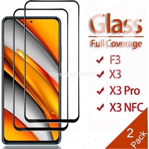 2 Pack Protective Screen Film for Xiaomi Poco F3 Phone Cover Tempered Glass on Poco X3 Pro X3NFC X 3nfc PoccoF3 Screen Protector
