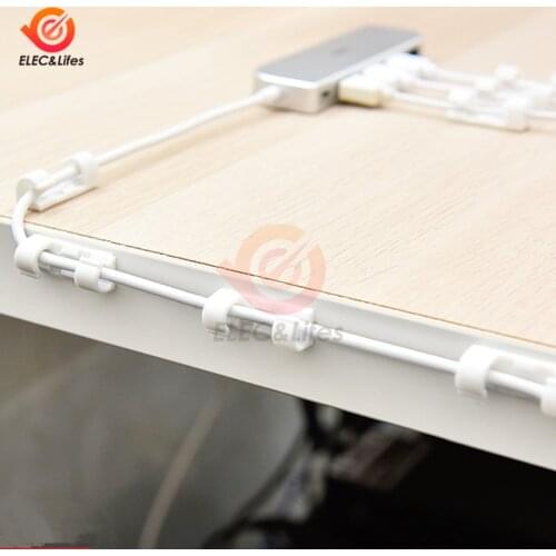 20Pcs Self Stick Wire Organizer Line Cable Clip Buckle Clips Clamp Table Wall Fixer Fastener Holder Data Telephone Cable Winder