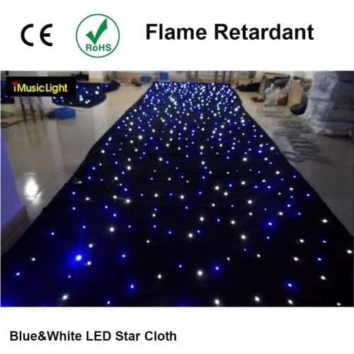 3pcs 3Mx8M Blue&White LED starlight backdrop curtain With One DMX Controller Wedding Decoration