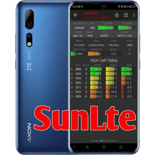 5G NR NSG TEST Tool ZTE AXON 10 Pro 5G device support NSA N41 and N78 band ，support External antenna