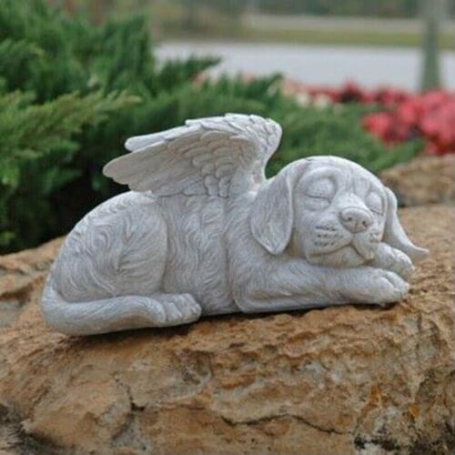 Angel Pet Statue Super Cute Sleeping Dog/Cat in Angels Wing Resin Garden Ornament Memorial Grave Marker Statue