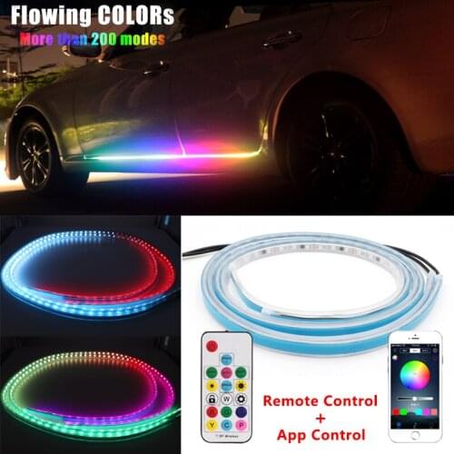Niscarda RGB Car Flexible Led Light Strip Door Warning Flash Lamp Decorative Atmosphere Lights APP Remote Music Control