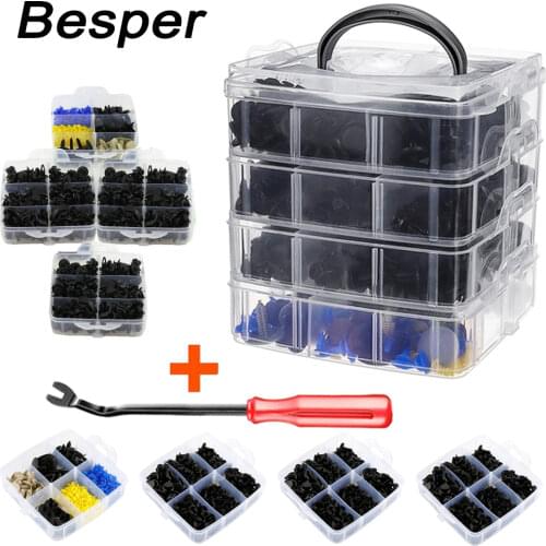 Besper Auto Fastener Clip Car Body Push Retainer Pin Rivet Bumper Door Trim Panel Retainer Fastener Kit Car Accessories