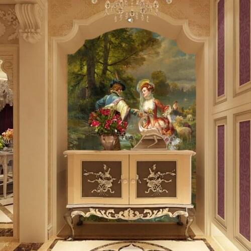 Bacal Photo Wallpaper 3D European Style Oil Painting Figure Murals Room Hotel Entrance Background Wall Paper 3D Papel De Parede