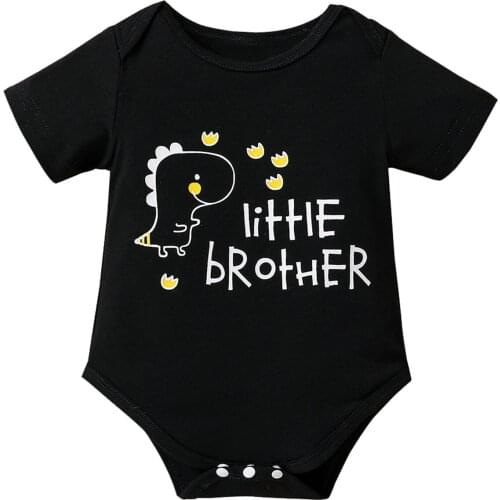 Newborn Bodysuit Baby Girls Boys Romper Toddler Bodysuits Short Sleeve Letter Print Little Brother Jumpsuit Baby Unisex Clothes