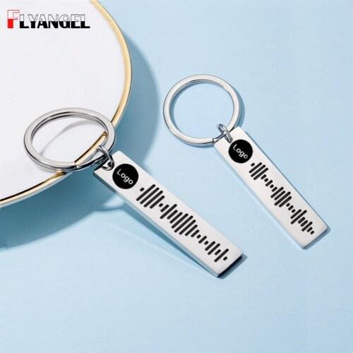 FLYANGEL Customized Spotify Song Code Scan Keychain Favorite Song Keyring Music Teacher Gift Music Lover Keys Holder