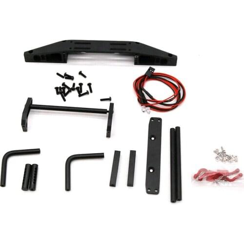 RCTOYFUN 1× Black Metal Front Bumper With LED Light DIY Upgrade Appearance Accessory For 1:10 RC Crawler TRX4 SCX10 90046 90047