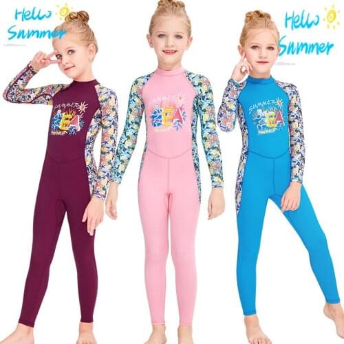 Children Sea Scuba Swimsuit Kids Thin Athletic Swimwear Bodysuits Girls Rash Guard Suits Thin Wetsuit Swimming Diving Set