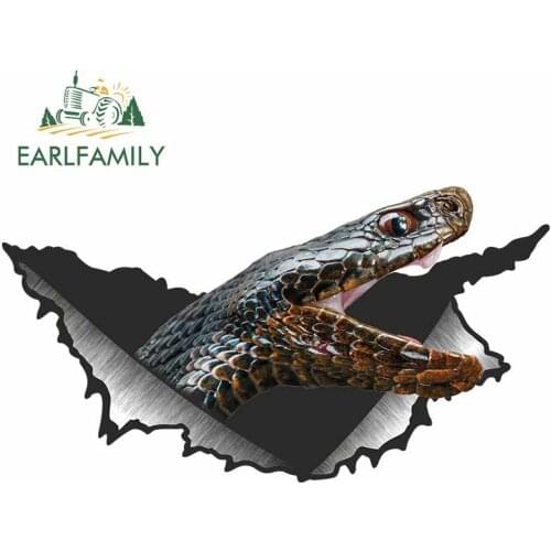 EARLFAMILY 13cm x 6.1cm 3D Creative Large Pythons Car Sticker Torn Metal Decal Funny Car Bumper Decor Auto Motorcycle Stickers