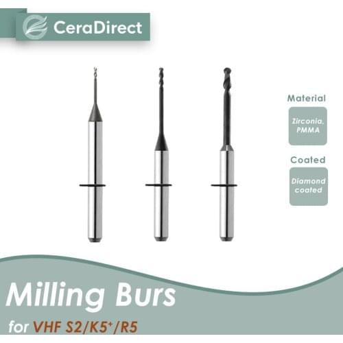 Milling burs VHF S2 R5 K5+ Milling Machine (3Pieces)