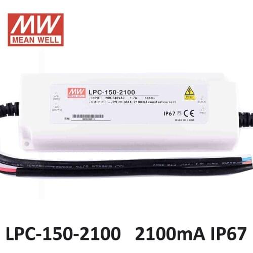 Mean well LPC-150-2100 Constant Current 2100mA led driver 180 ~305VAC input 150W power supply 36-72VDC output LED power supply
