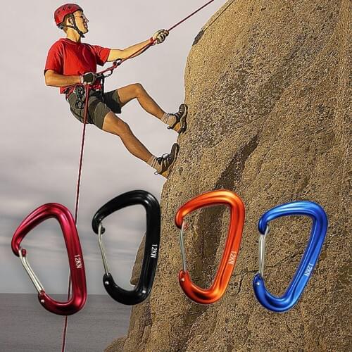 Automatic Locking 12KN Aluminum Alloy Carabiner Rock Climbing D-Shape Buckle for Hammock Camping rappelling exploring rescue