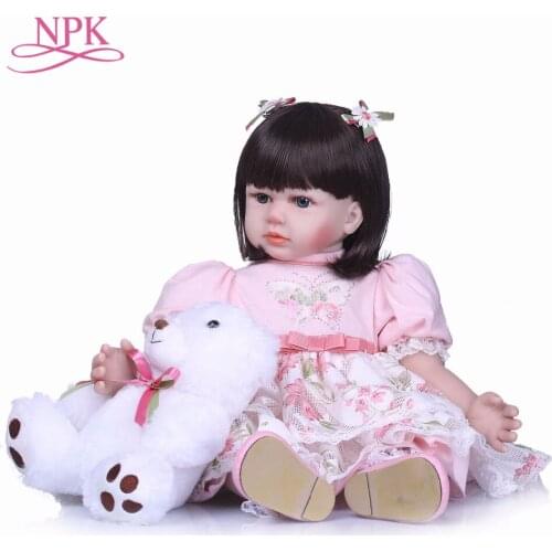 Lovely Real Like Baby Dolls Reborn 23'' soft Silicone Vinyl Reborn baby Doll Toys Realistic Lifelike Girl Wear cute pink Dress