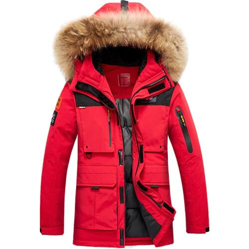 Winter Jacket Mens Windbreaker Anorak Quality White Duck Down Jacket Fur Hood Removable Long Parka Male Coat Warm Thick Overcoat