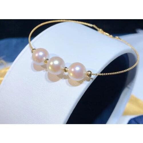 MADALENA SARARA 18k Gold Women Freshwater Pearl Bracelet 7-8mm Handmade Purple Edison Pearl High Quality Chain Bracelet