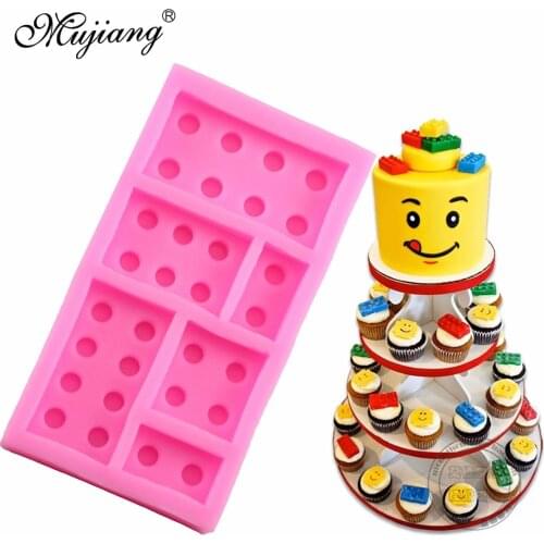 Mujiang Building Blocks Chocolate Silicone Mold Baby Party Fondant Cake Decorating Tools Sugar Paste Candy Clay Molds