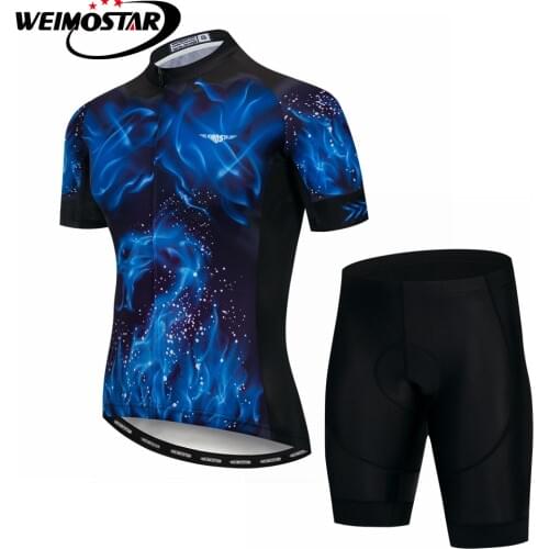 Men Cycling Clothing Bike jersey Maillot Ropa Ciclismo Quick Dry Mens Bicycle Clothes Summer Team Cycling Jersey Gel Pad Shorts